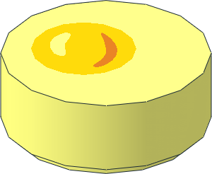 Tile  1 x  1 Round with Yellow Fried Egg Pattern