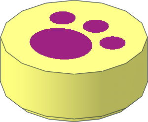 Tile  1 x  1 Round with Magenta Paw Print Pattern