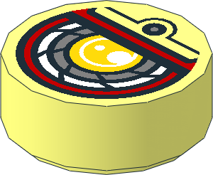Tile  1 x  1 Round with Yellow Eye and Metallic Eyelid Pattern