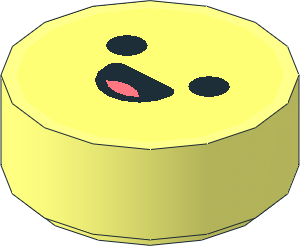 Tile  1 x  1 Round with Bright Light Yellow Emoji with Open Laughing Mouth with Coral Tongue Pattern