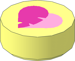 Tile  1 x  1 Round with Dark Pink and Bright Pink Heart Pattern