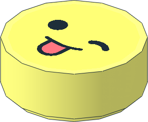 Tile  1 x  1 Round with Bright Light Yellow Emoji with Wink and Coral Tongue Sticking Out Pattern