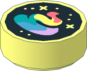 Tile  1 x  1 Round with Rainbow Swirl on Black Background Pattern