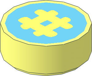 Tile  1 x  1 Round with Bright Light Yellow "#" on Medium Azure Background Pattern