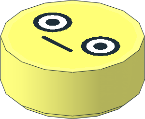 Tile  1 x  1 Round with Bright Light Yellow Emoji with Wide Open Eyes and Tight Lipped Straight Mouth Pattern