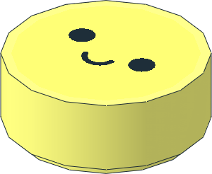 Tile  1 x  1 Round with Bright Light Yellow Emoji with Slanted Standard Smile Pattern