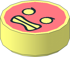 Tile  1 x  1 Round with Coral Emoji with Angry Eyes and Wide Irregular Open Mouth with Teeth Pattern