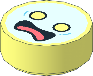 Tile  1 x  1 Round with Light Aqua Emoji with Scared Eyes and Wide Irregular Open Mouth with Coral Tongue Pattern