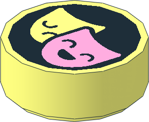 Tile  1 x  1 Round with Theatre Masks Pattern