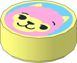 Tile  1 x  1 Round with Alpaca Face Pattern