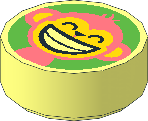 Tile  1 x  1 Round with Monkey Face Pattern