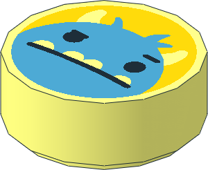 Tile  1 x  1 Round with Monster Face Pattern