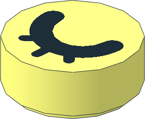 Tile  1 x  1 Round with Black Eye Closed with Eyelashes Pattern