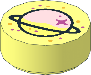 Tile  1 x  1 Round with Planet with Ring Pattern
