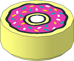 Tile  1 x  1 Round with Pink Doughnut Pattern