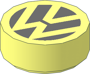 Tile  1 x  1 Round with VW Logo Pattern