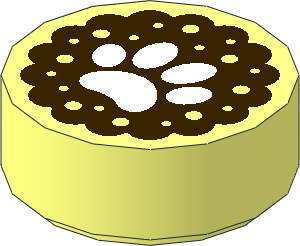 Tile  1 x  1 Round with White Animal Paw on Dark Brown Background Pattern