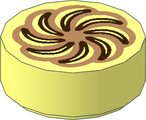 Tile  1 x  1 Round with Dark Brown and Medium Nougat Pastry Pattern