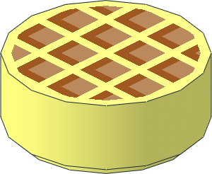 Tile  1 x  1 Round with Medium Nougat and Dark Orange Waffle Pattern