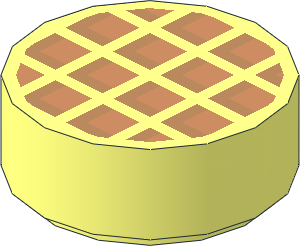 Tile  1 x  1 Round with Nougat and Medium Nougat Waffle Pattern