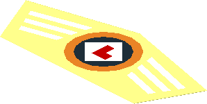 Sticker  3.1 x  7.7 Pentagon with White Stripes and Red "L" in White/Black/Orange Logo