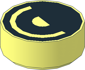 Tile  1 x  1 Round with Black Eye with White Pupil and Semi Circle  Pattern