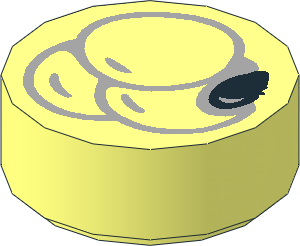 Tile  1 x  1 Round with Three Light Grey Outlined Balls with Black Spot Pattern