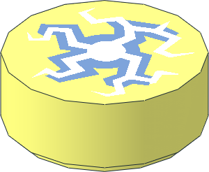 Tile  1 x  1 Round with Cracked Medium Blue and White Lightning Burst from Centre Pattern