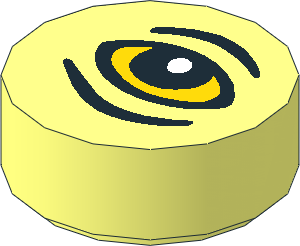 Tile  1 x  1 Round with Yellow Eye with Black Wrinkles and Pupil with White Reflection Pattern