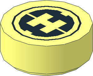 Tile  1 x  1 Round with H Pattern