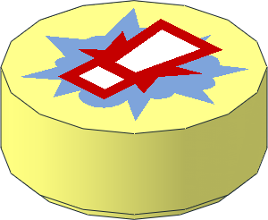 Tile  1 x  1 Round with Red/White Exclamation Mark Pattern