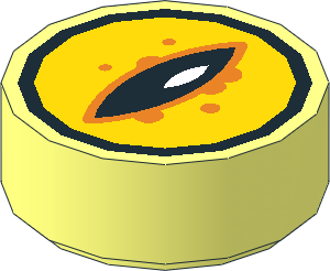 Tile  1 x  1 Round with Black Eye on Yellow Background Pattern