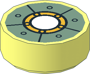 Tile  1 x  1 Round with Sand Green Iron Man Chest Reactor Pattern