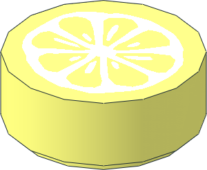 Tile  1 x  1 Round with White Lemon Slice Pattern