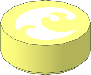 Tile  1 x  1 Round with White Water Element Pattern