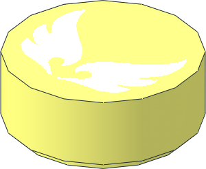 Tile  1 x  1 Round with White Wind Element Pattern