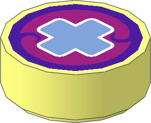 Tile  1 x  1 Round with Medium Blue Cross on Magenta Background Pattern