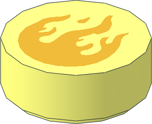 Tile  1 x  1 Round with Gold Flames Pattern