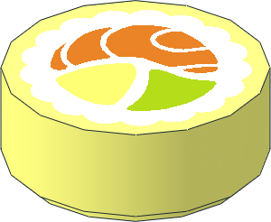 Tile  1 x  1 Round with Sushi Salmon Maki Roll Pattern