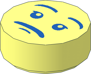 Tile  1 x  1 Round with Blue Sad Face Pattern