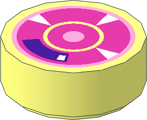 Tile  1 x  1 Round with Pink Circles and White Triangles Pattern