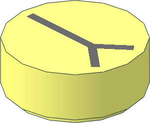 Tile  1 x  1 Round with Dark Bluish Grey Lines in Y-Shape Pattern