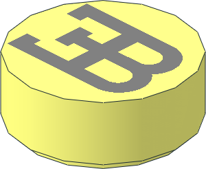 Tile  1 x  1 Round with Silver Bugatti Logo Pattern