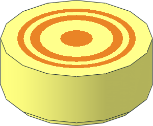 Tile  1 x  1 Round with Groove with Two Orange Circles and Orange Disc Pattern