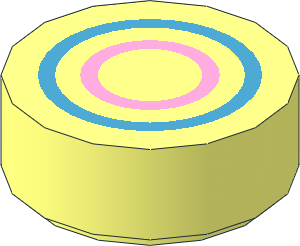 Tile  1 x  1 Round with Groove with Pink Circle Inside Blue Circle Pattern
