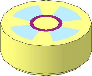 Tile  1 x  1 Round with Groove with Blue Cross and Purple Circle Pattern