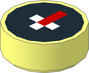 Tile  1 x  1 Round with Pixelated Red and White on Black Background Minecraft Compass Pattern