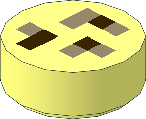 Tile  1 x  1 Round with Dark Brown and Dark Tan Rectangles and Squares Pattern