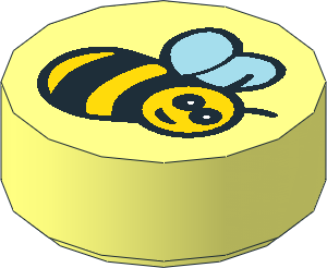 Tile  1 x  1 Round with Bee Pattern