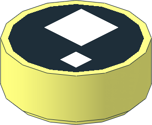 Tile  1 x  1 Round with Two White Squares Within Black Round Pattern